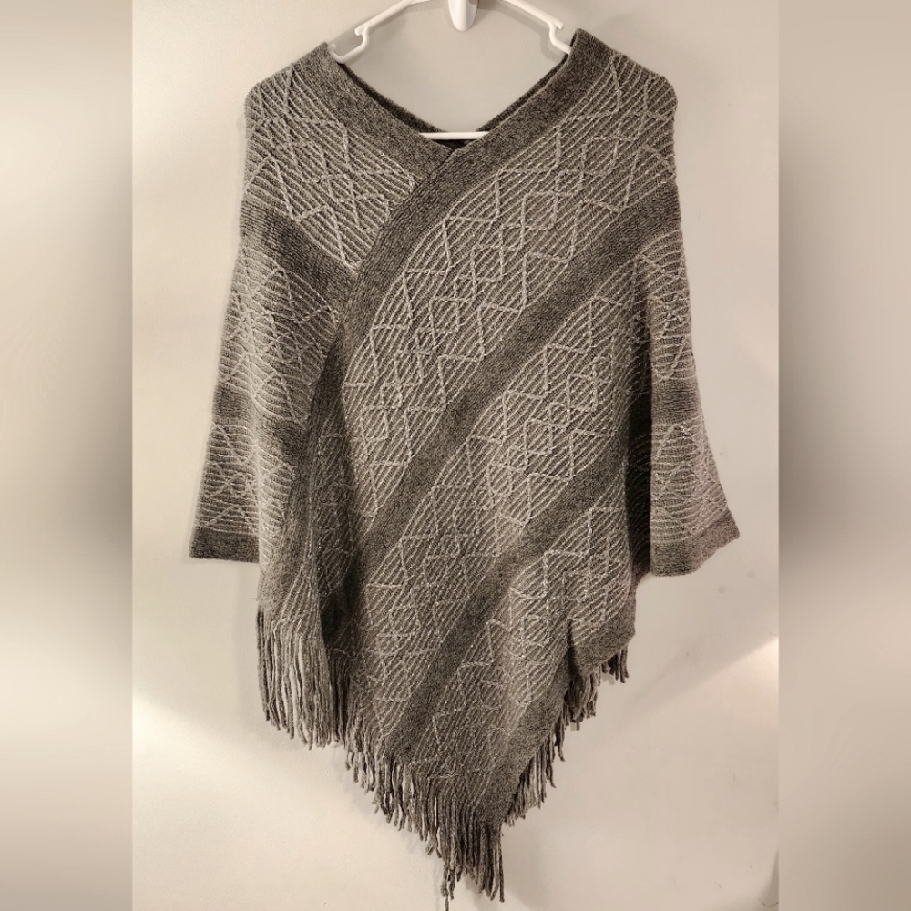 Gray Sweater Poncho